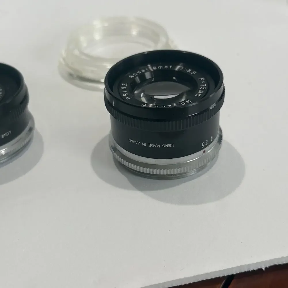 Lot of 2 Prinz Anastigmat Enlarger Lenses - 50mm f/3.5 & 75mm f/3.5 - Japan Vtg